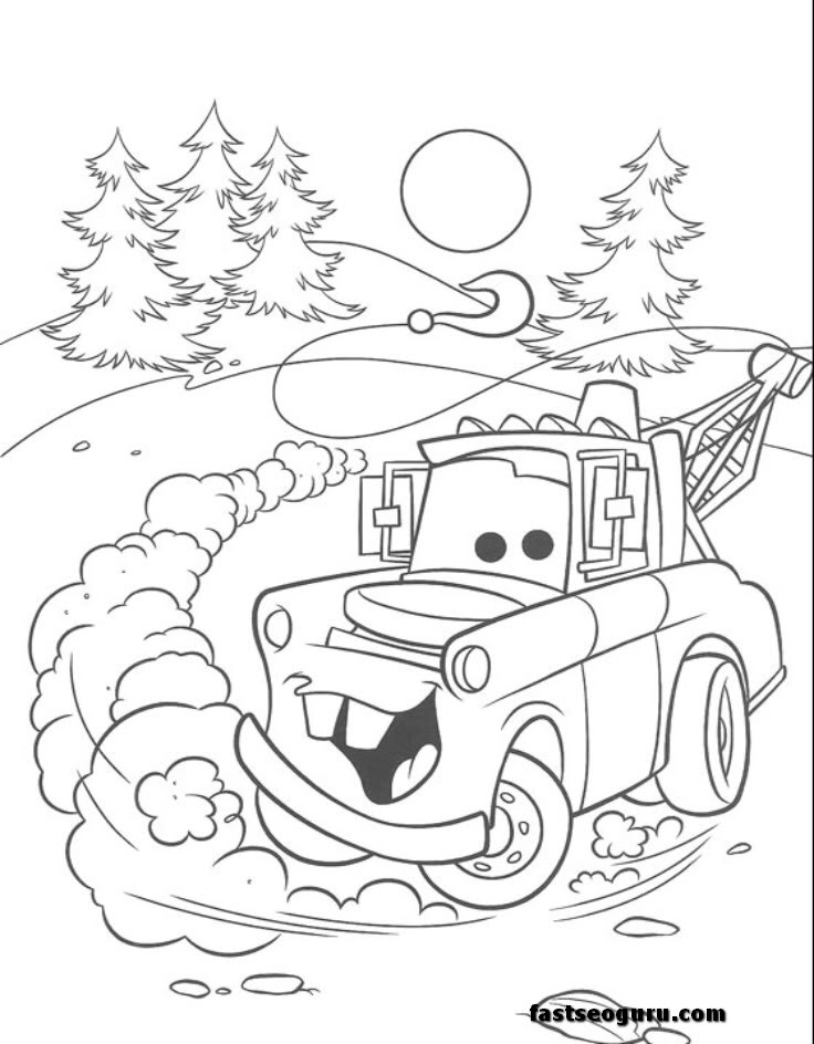 Tow Mater car 2 movies coloring page print out
